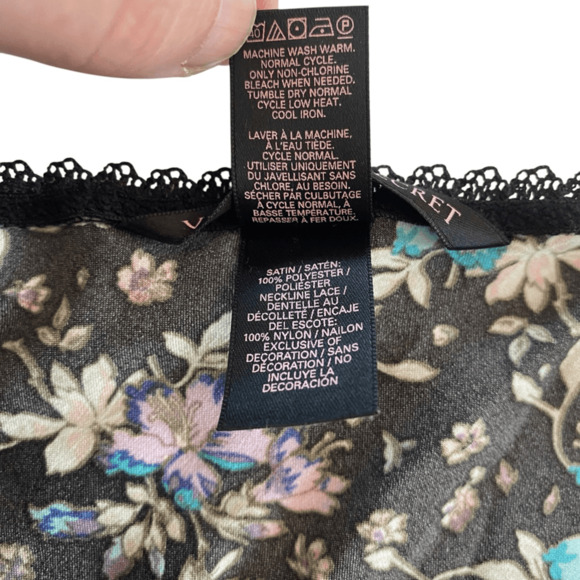 Victoria's Secret Black Floral Slip Dress With A Slit Medium - Picture 4 of 7